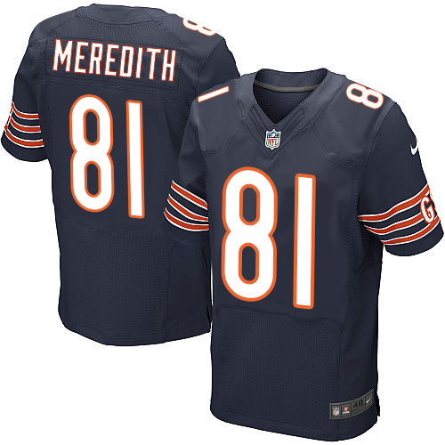 Men's Elite Cameron Meredith Nike Jersey Navy Blue Home - #81 NFL Chicago Bears